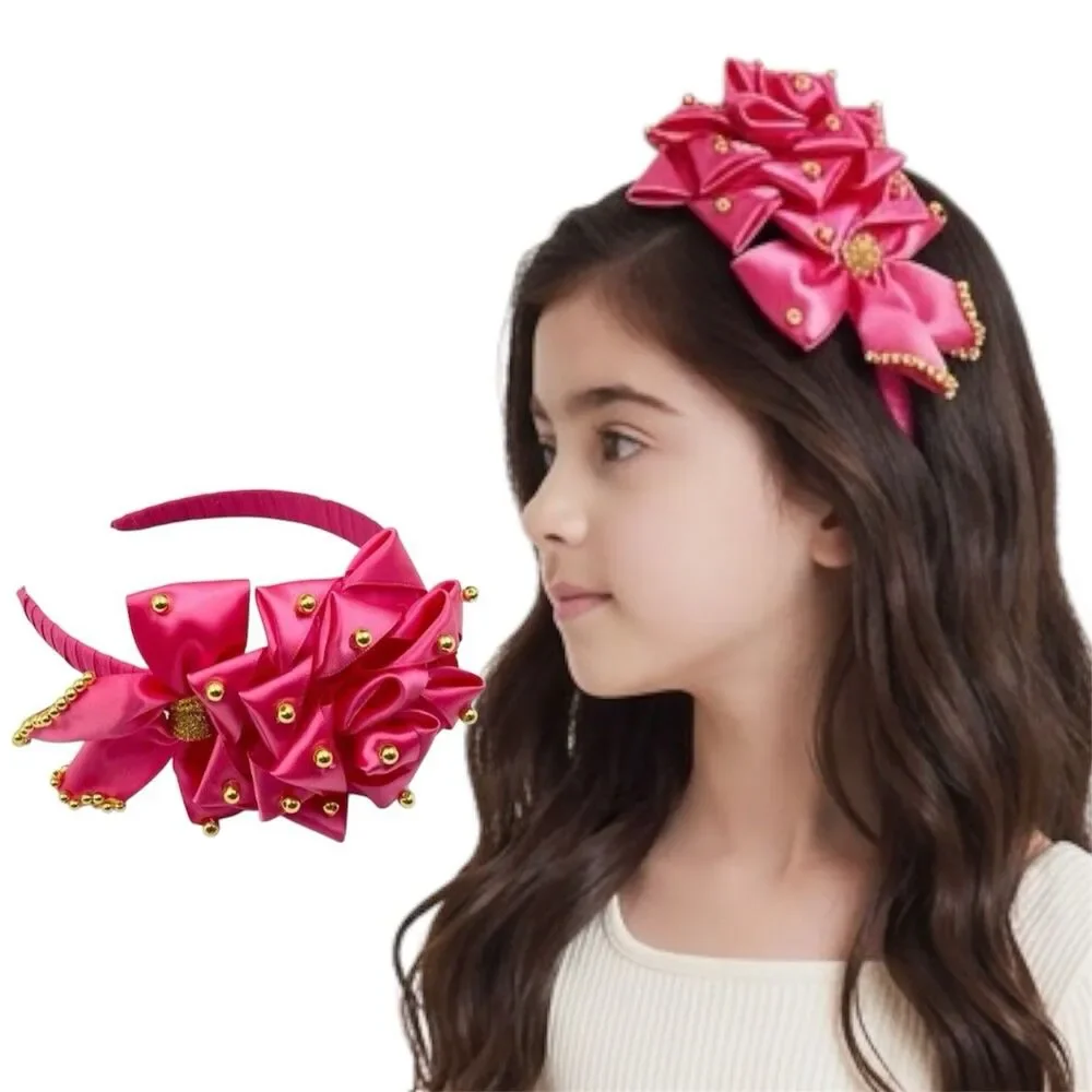 New Headband Hand-made Hair Accessories For Girls Pink Wide